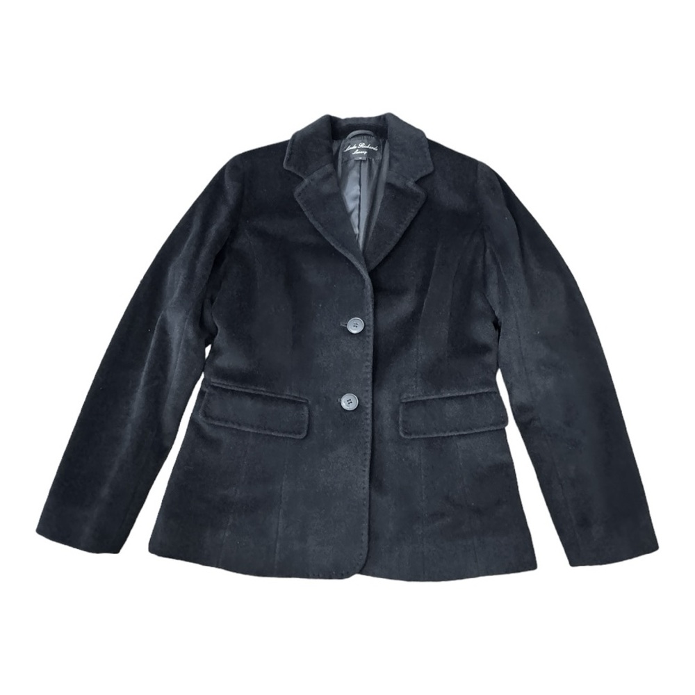 Linda Richards Luxury Black Lined Blazer Angora Wool Blend Women’s Size 10
